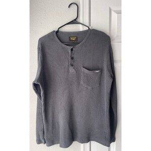 Seager Waffle Knit Sawpit Thermal Henley Shirt Mens Small Gray